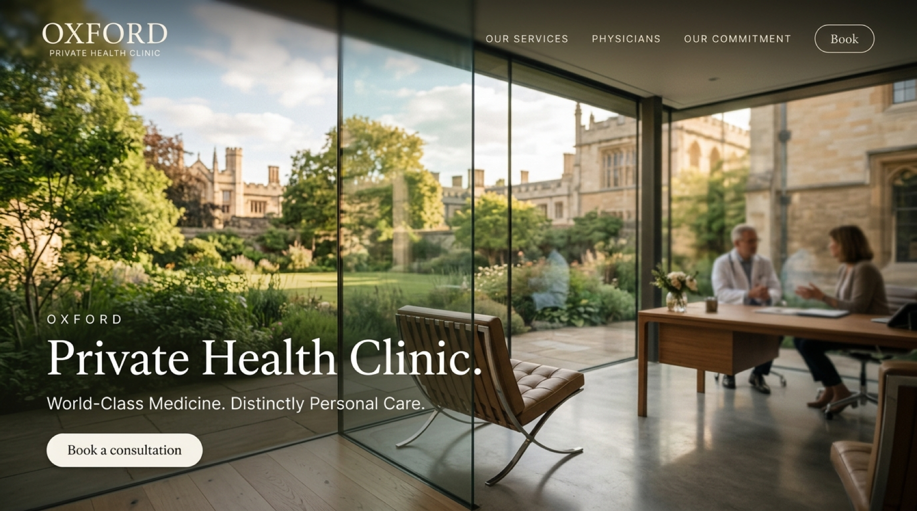 A bespoke clinic website designed and built on Mira Web